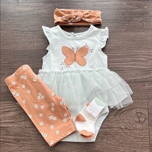 Butterfly Tulle Baby Dress Set 4 Piece Size 6 Months